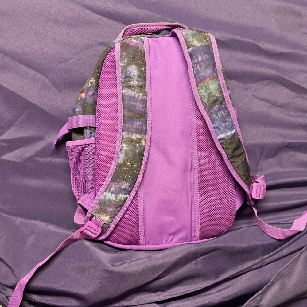 Purple Galaxy‎ Print Backpack Front Pocket Mesh Sides Adjustable Straps School